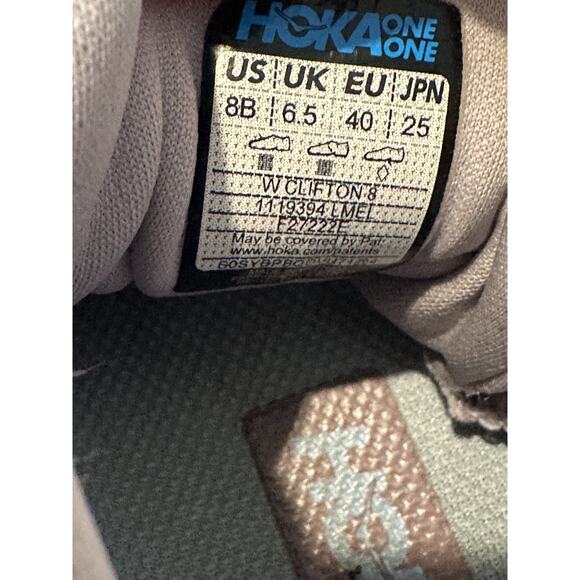 HOKA One One Clifton 8 Women’s Running Shoes Size 8B Gray Neutral Cushioned - Picture 8 of 8